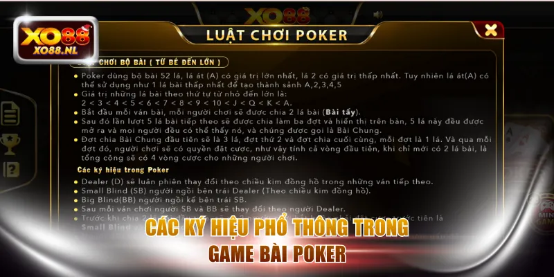 Các ký hiệu phổ thông trong game bài Poker