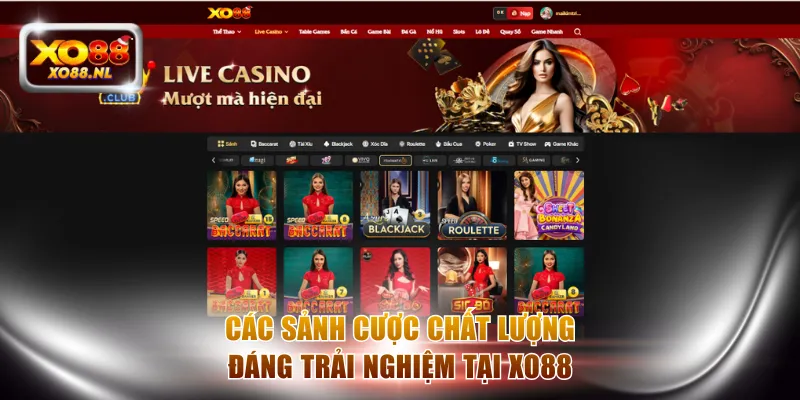 Các sảnh cược chất lượng đáng trải nghiệm tại XO88